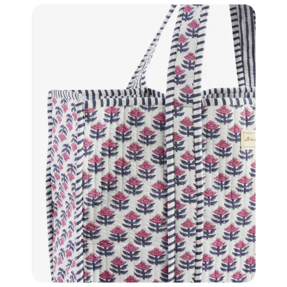 NWT Strawflower Shea Quilted Block Print Tote Bag